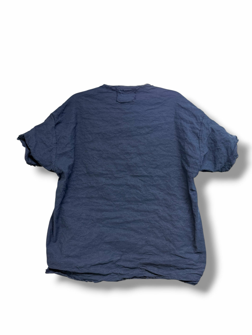 GARMENTORY AEQUEMENTE CRINKLE COTTON NAVY POCKET SHORT SLEEVE TOP SIZE XS