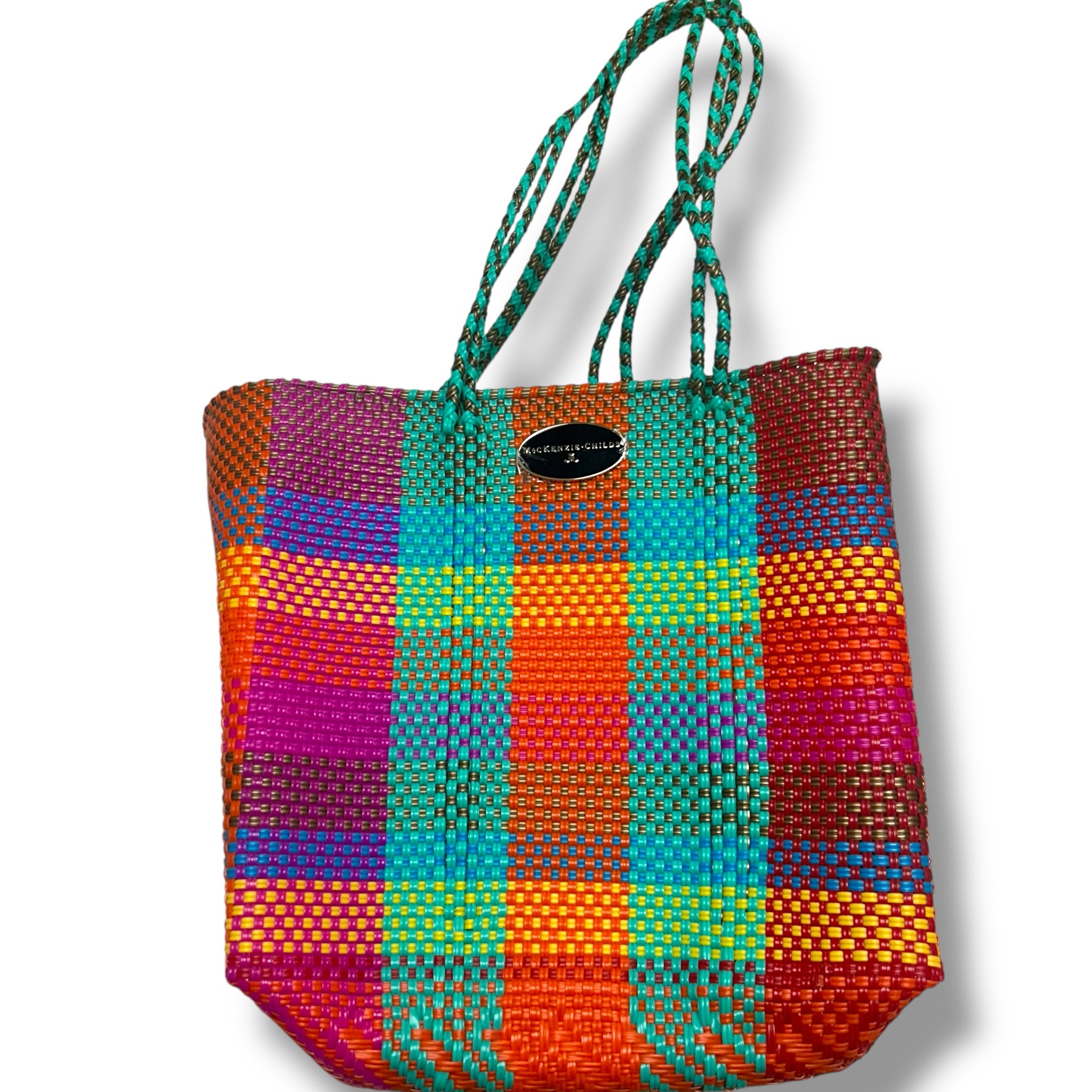 NEW MACKENZIE CHILDS BOHEME WOVEN TOTE MULTICOLOR PLAID - WEARHOUSE  CONSIGNMENT