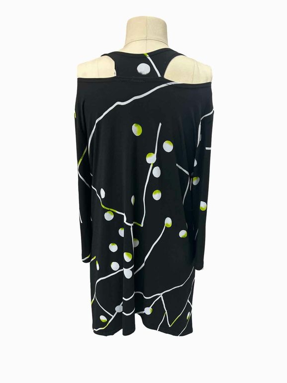 CLARA SUN WOO COLD SHOULDER DOTTED TUNIC SIZE: M