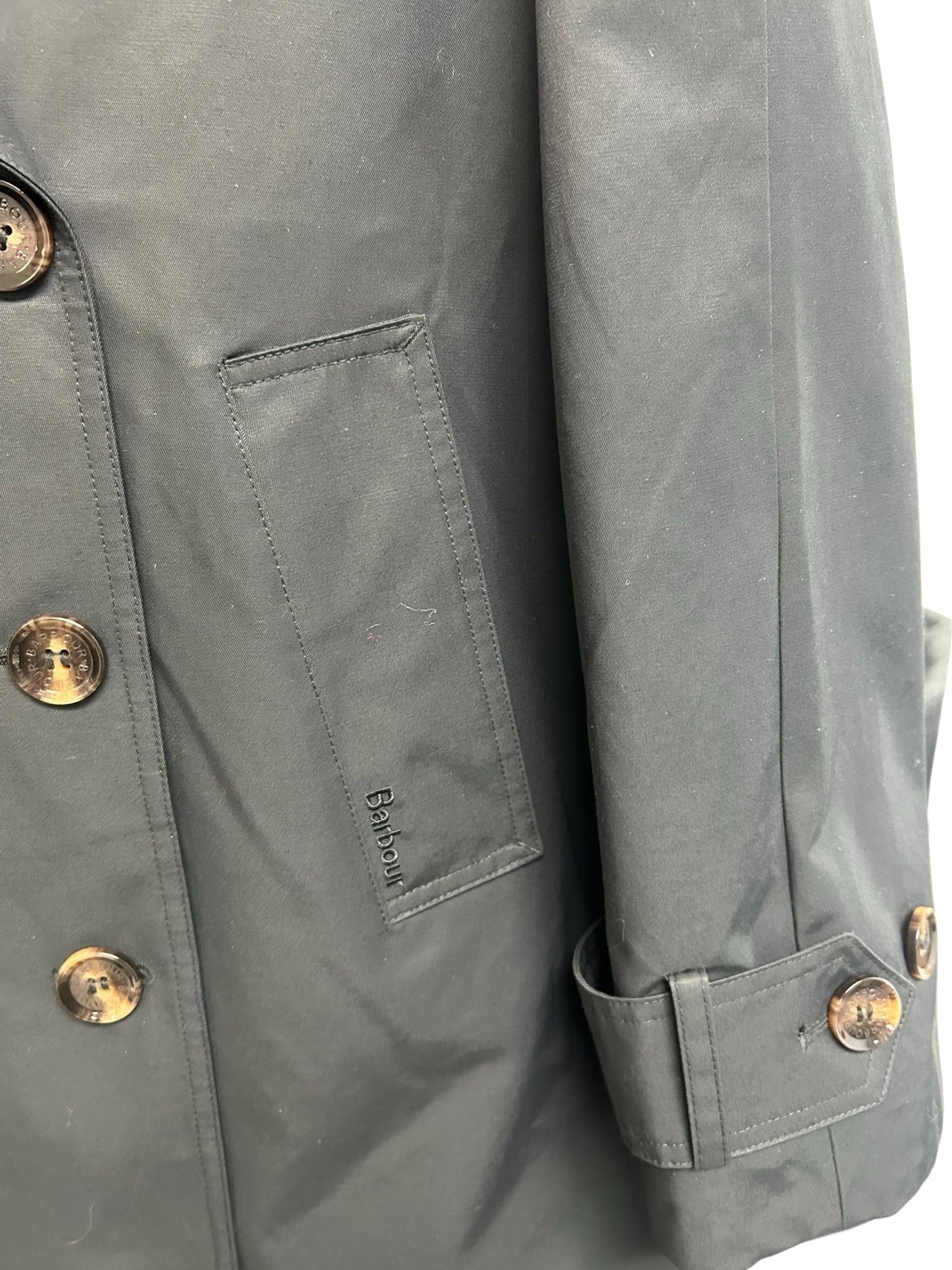 BARBOUR MAISY SHOWERPROOF DOUBLE BREASTED JACKET BLACK SIZE US 10 - WEARHOUSE  CONSIGNMENT