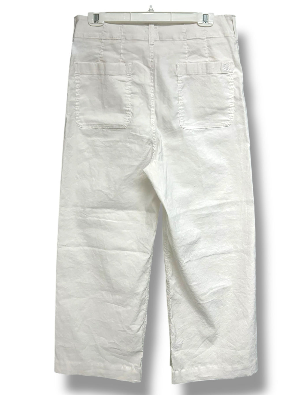 ANTHROPOLOGIE MAEVE THE COLETTE SCALLOP POCKET CROPPED WIDE LEG WHITE PANTS