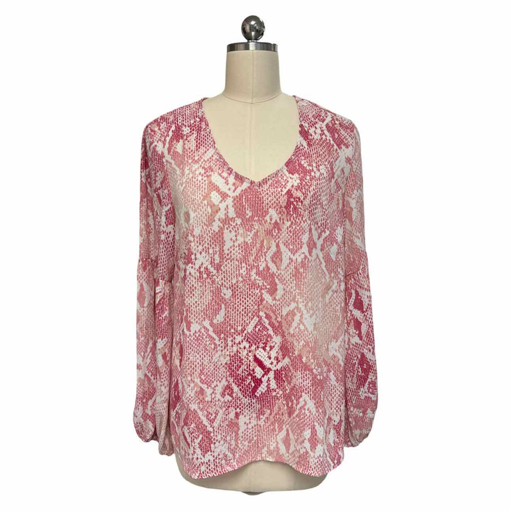 CABI 5708 BETHANY PINK SNAKE PRINT BLOUSE SIZE M