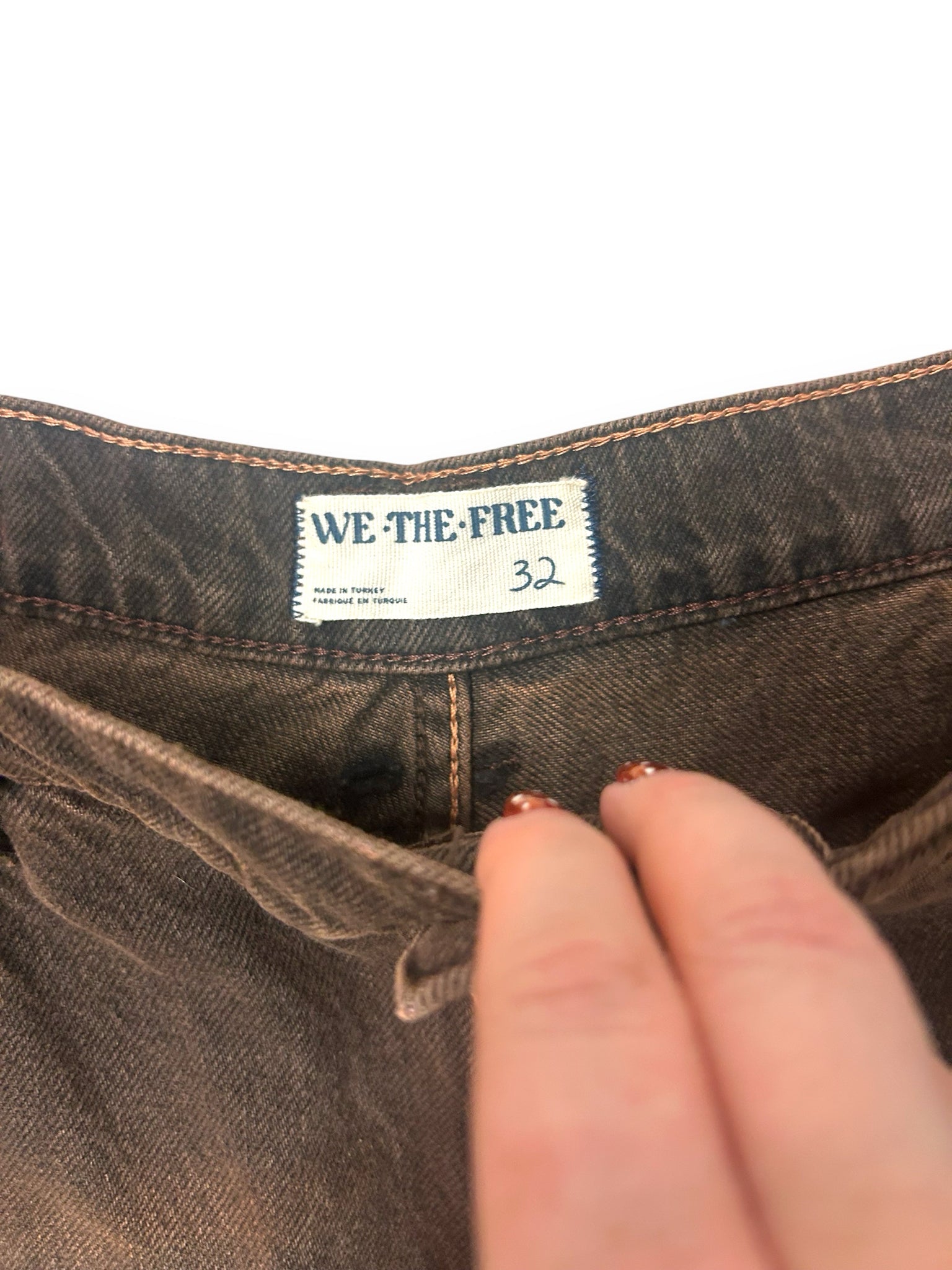 FREE PEOPLE GOOD LUCK MID RISE BARREL JEANS WASHED BLACK BROWN SIZE 32