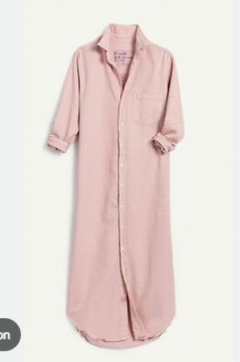FRANK & EILEEN RORY LINEN PINK MAXI LONG SLEEVE SHIRTDRESS SIZE XL