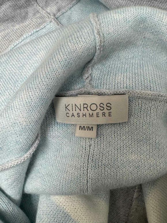 KINROSS FULL ZIP CASHMERE HOODED LIGHT GRAY SWEATER SIZE M