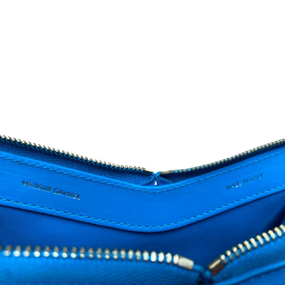 MANSUR GAVRIEL ABSTRACT M FRAME SHOULDER CROSSBODY BAG AQUA