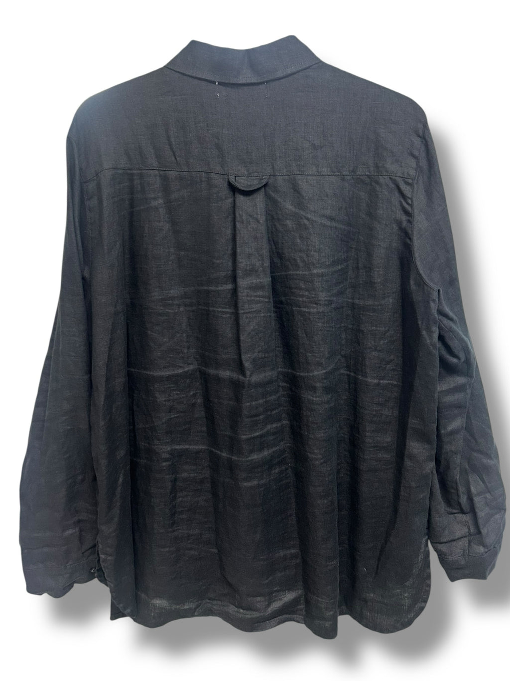 WOMEN'S CROWN LINEN 100% LINEN BLACK BUTTON DOWN BLOUSE SIZE XL