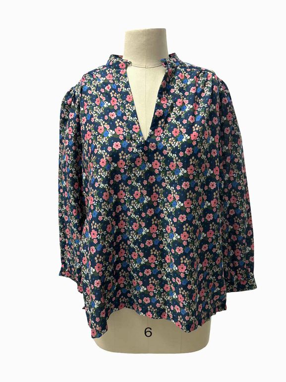 BIRDS OF PARADISE  LS SPLIT NECK TUNIC SIZE: S