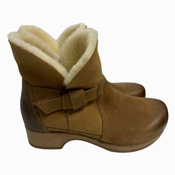 DANSKO NWOB! BESSIE HONEY BURNISHED NUBUCK CAMEL BOOTS SIZE 38