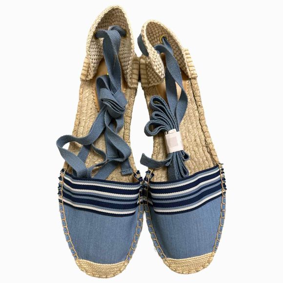 JCREW NWOT! ANKLE TIE CANVAS BLUES ESPADRILLE SIZE 10