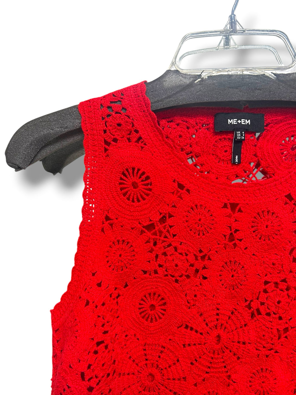 ANTHROPOLOGIE ME+EM ASYMMETRIC CROCHET RED VEST TANK TOP SIZE 2