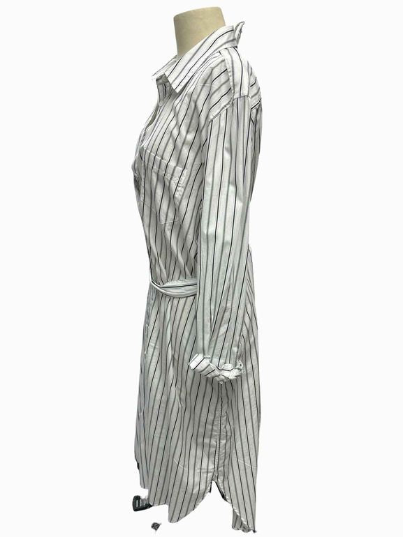 JCREW POPLIN TIE WAIST SHIRT DRESS SIZE: 16