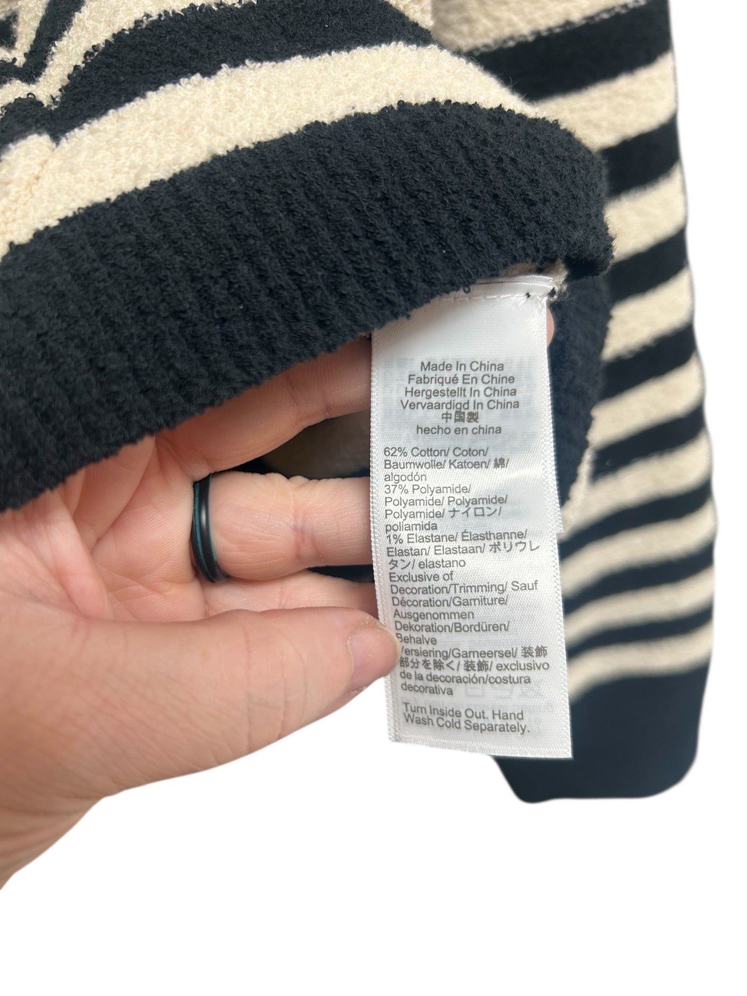 NWT JCREW ODETTE LADY SWEATER BLACK CREAM KNIT CARDIGAN SIZE LARGE