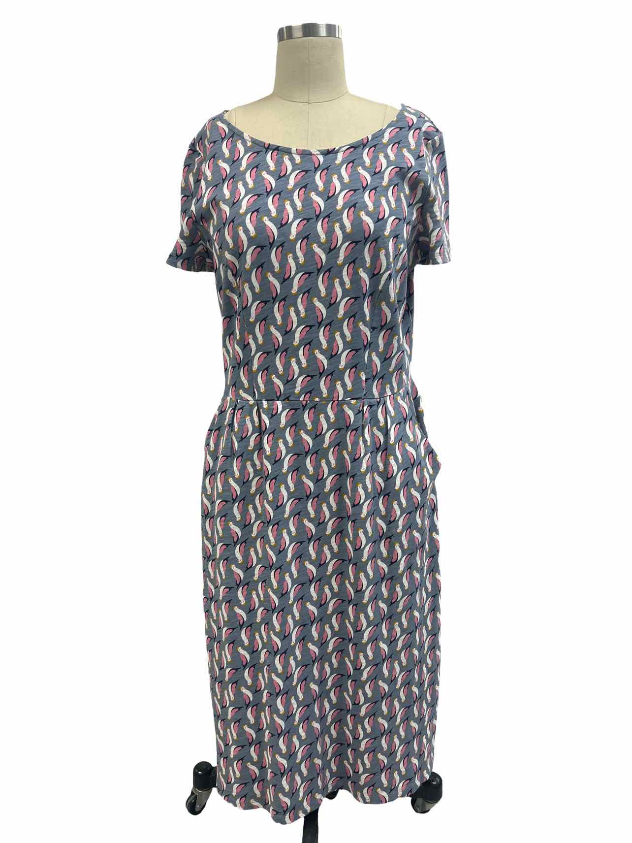 BODEN PHOEBE JERSEY TSHIRT PARROT DRESS SIZE: 10L