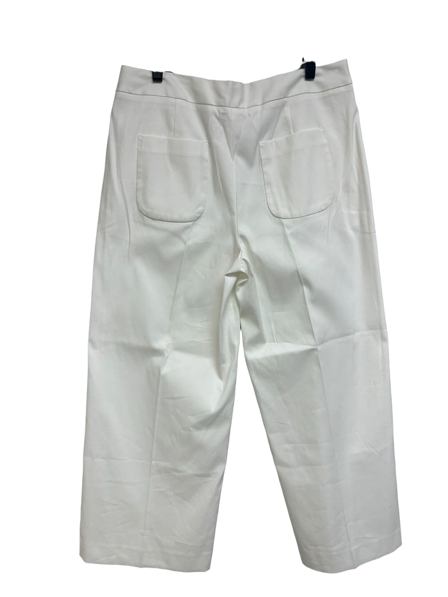 EVERLANE CROPPED WIDE LEG ANKLE PLEATED WHITE TROUSERS SIZE 12