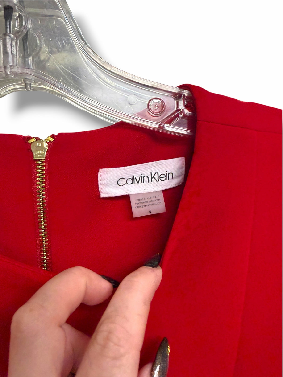 NEW WITH TAGS CALVIN KLEIN RED BELTED FLUTTER SLEEVE JUMPSUIT SIZE 4