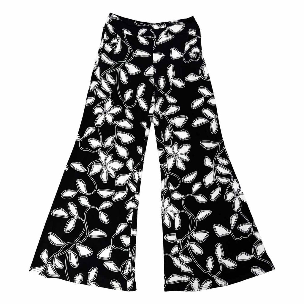 JOSEPH RIBKOFF WIDE LEG PULL ON FLOWY BLACK/WHITE PANT SIZE 10