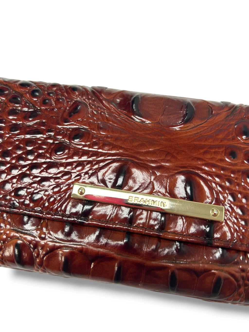BRAHMIN CORDELIA CROC EMBOSSED WALLET IN PECAN MELBOURNE