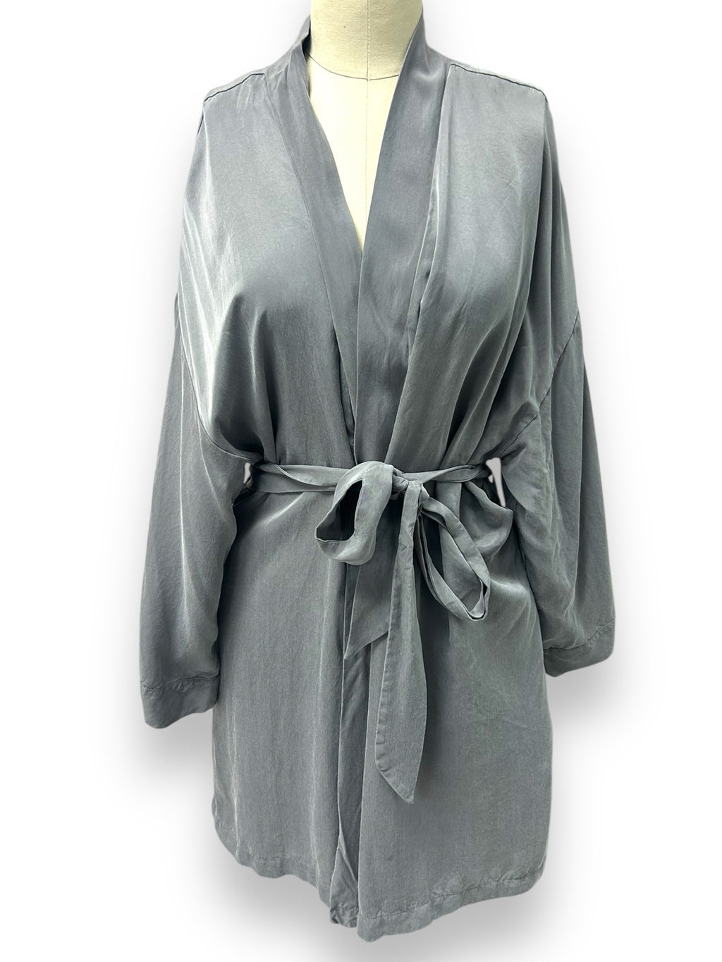 HAVEN SILKY BELTED ROBE KIMONO GRAY SIZE XL