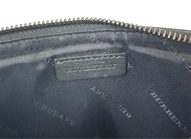 BURBERRY EMBOSSED PATENT ZIP POUCH CLUTCH