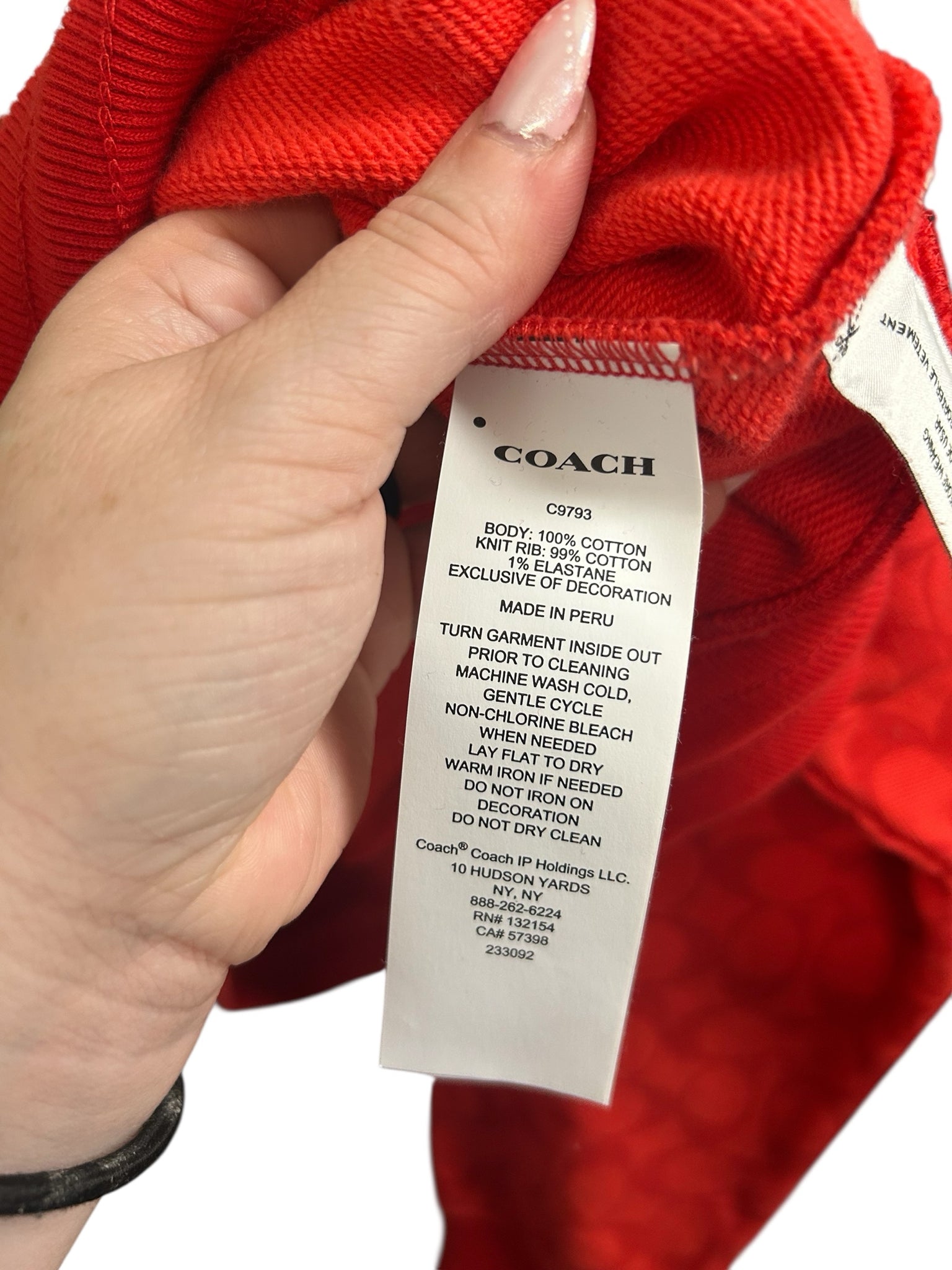 COACH SIGNATURE SPORTY SWEATSHIRT RED LOGO SIZE XS