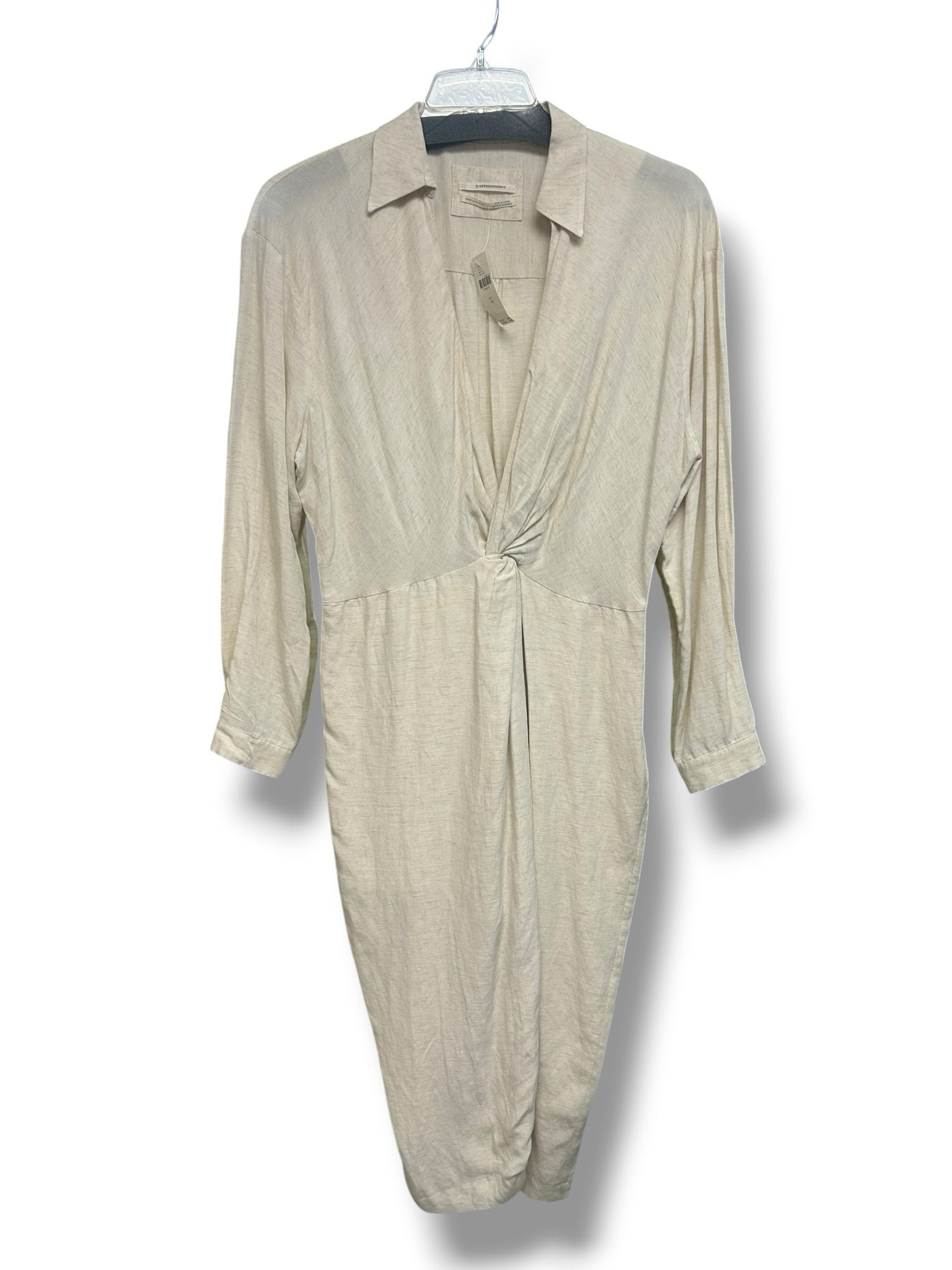 NWT ANTHROPOLOGIE LINEN BLEND KNOT MIDI DRESS SIZE 14