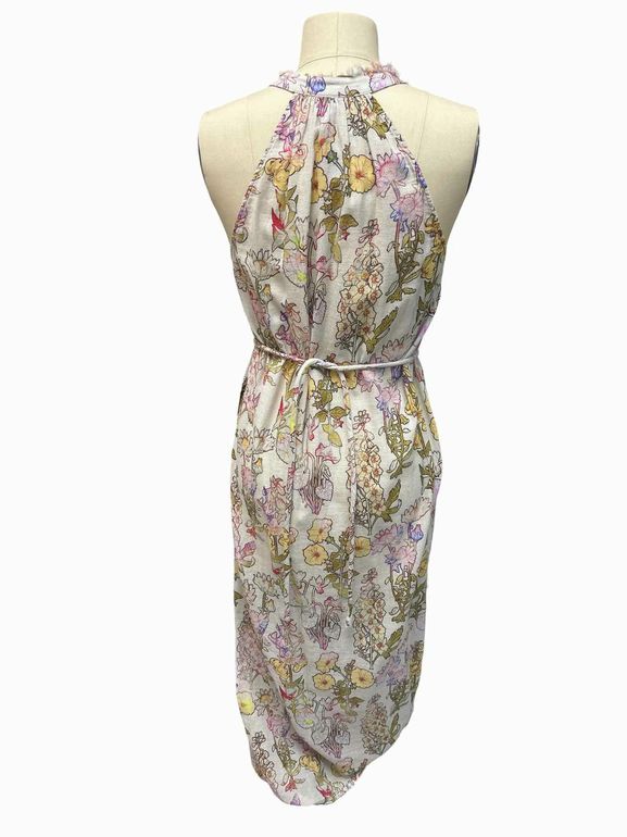 RAQUEL ALLEGRA HALTER MIDI DRESS GARDEN PRINT SIZE: 00