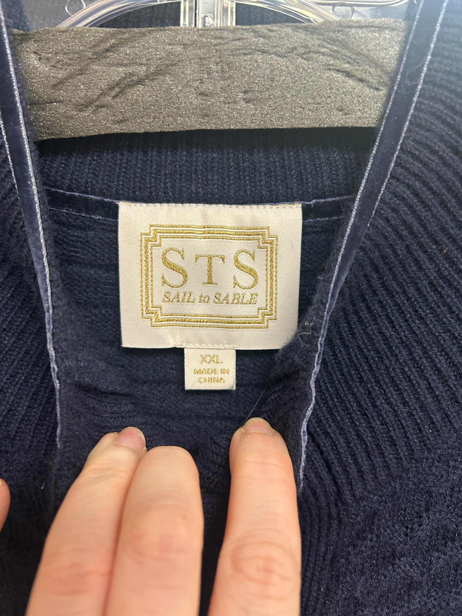 STS SAIL TO SABLE LIGHT NAVY WOOL HONEY COMB LONG CARDIGAN SIZE XXL