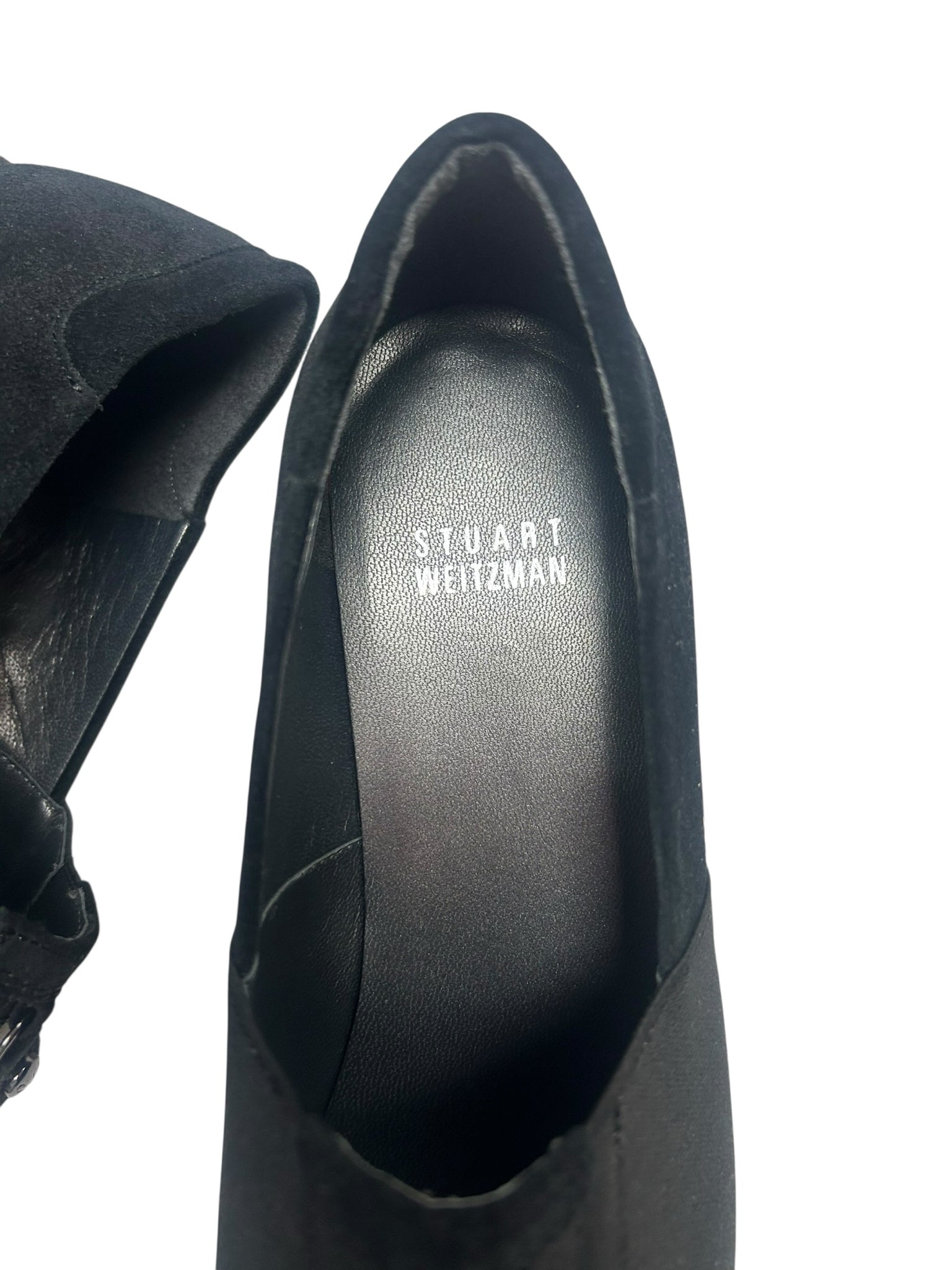 STUART WEITZMAN BLACK SUEDE STRETCH LUG WEDGE SLIP ON SHOES SIZE 7.5