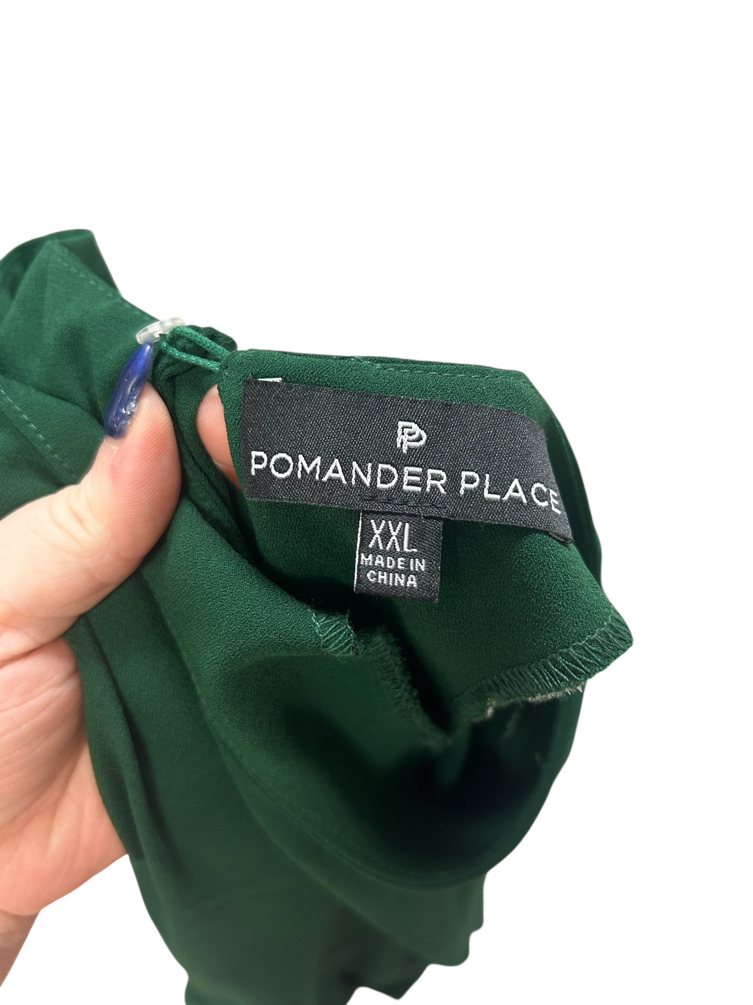 POMANDER PLACE CARLOTA HUNTER GREEN PEPLUM BLOUSE SIZE XXL