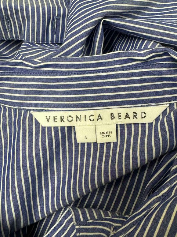 VERONICA BEARD GILDA TUNIC STRIPE BUTTON UP BLUE/WHITE SHIRT SIZE 4