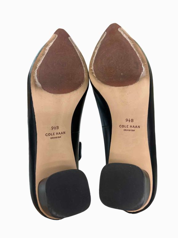 COLE HAAN GRAND 360 LOW BLOCK HEEL  BLACK LEATHER PUMP  9.5