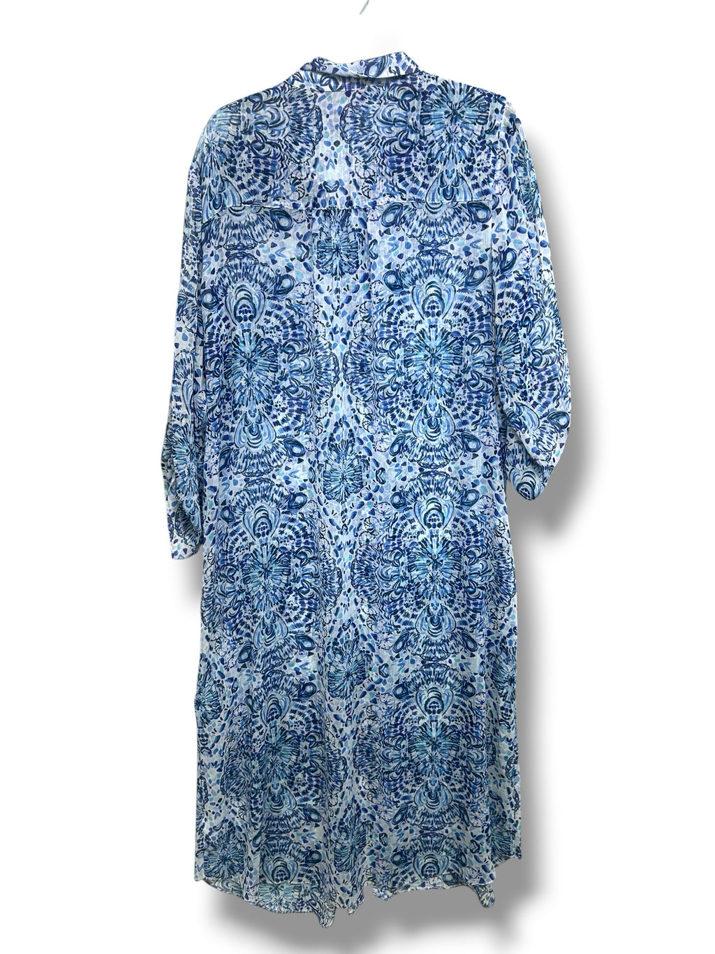 LILLY PULITZER NATALIE MAXI BLUE PAISLEY COVERUP DRESS SIZE XL