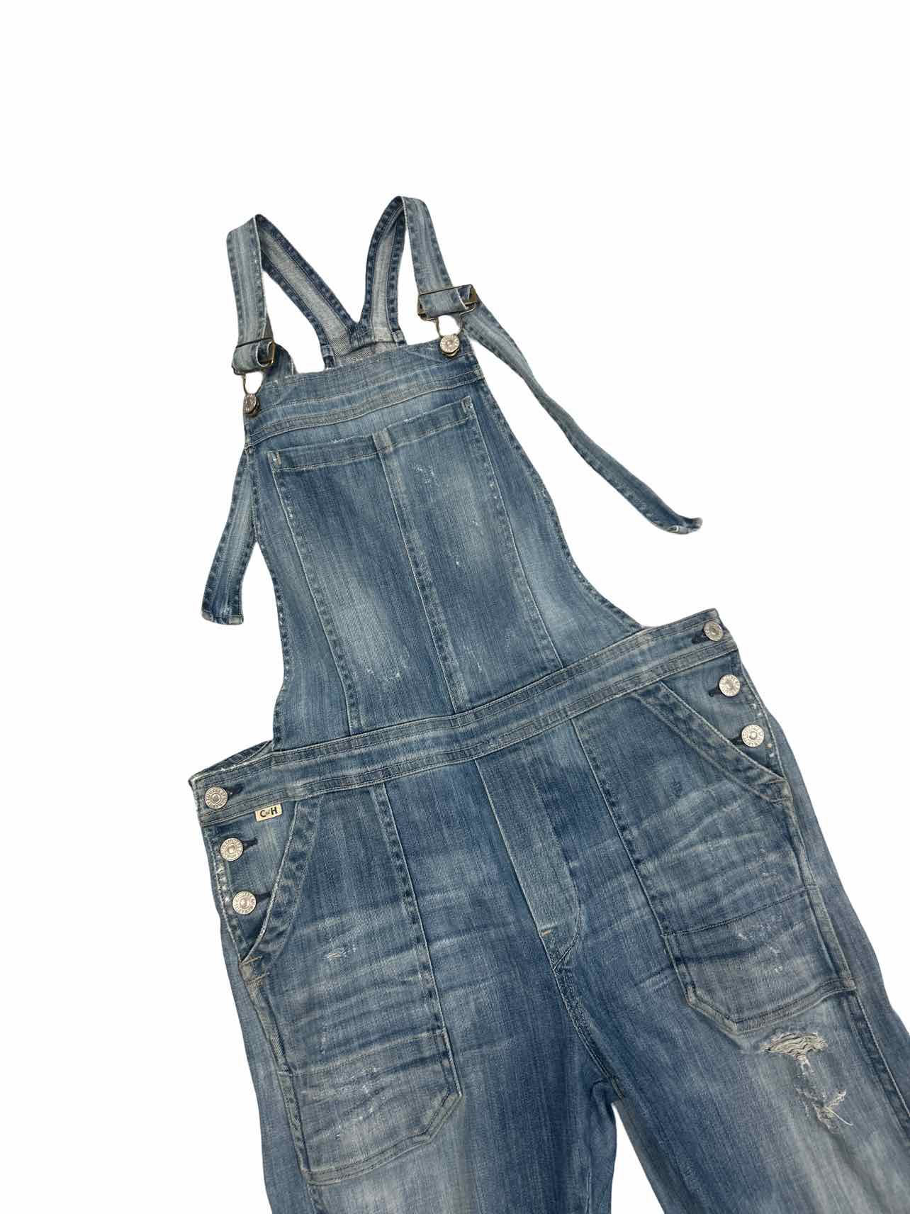 ANTHROPOLOGIE CITIZENS OF HUMANITY AUDREY DISTRESSED DENIM OVERALLS  SIZE: S