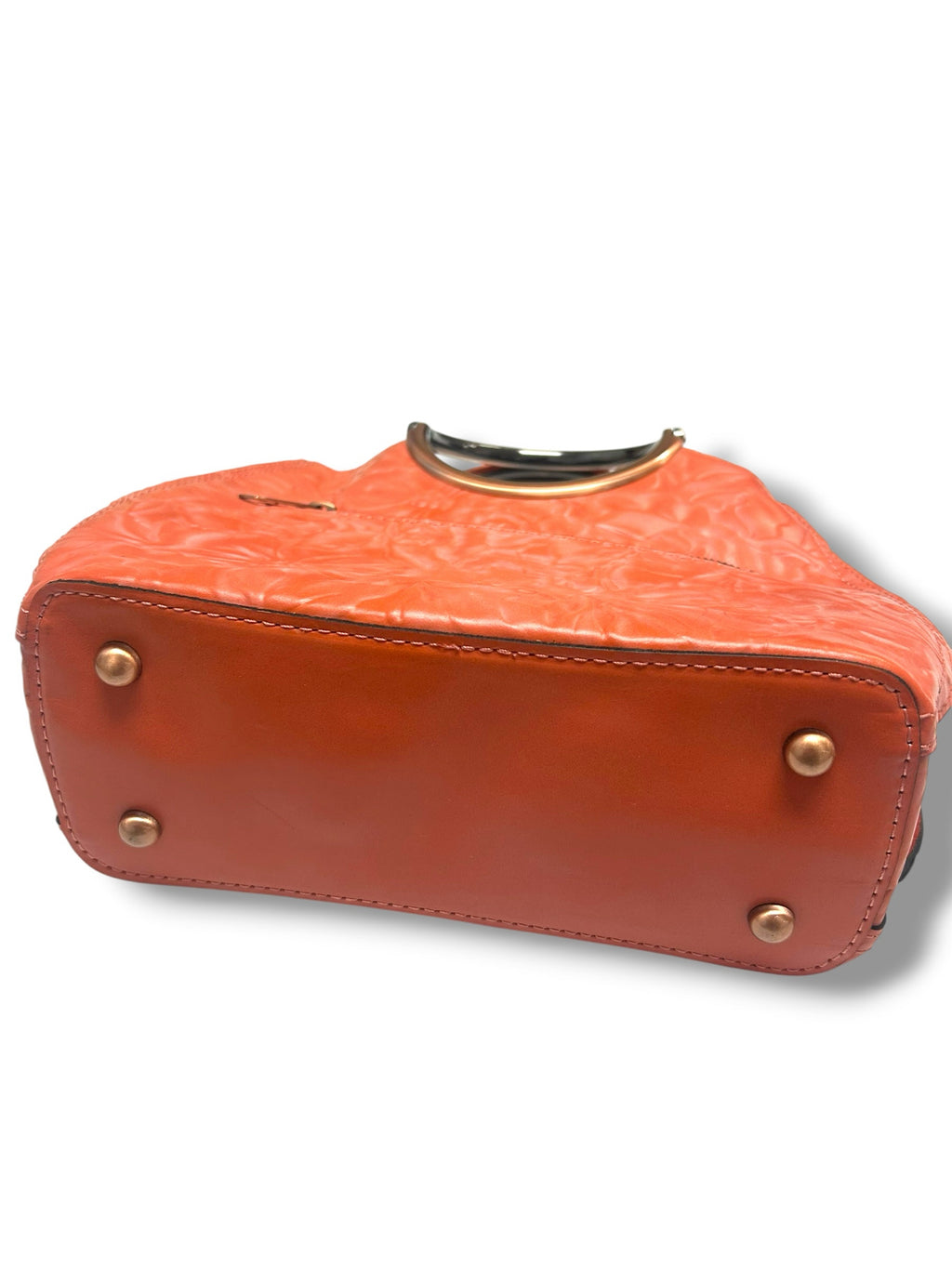 PATRICIA NASH ARIA RING HANDLE SHOPPER ORANGE TOOLED LEATHER