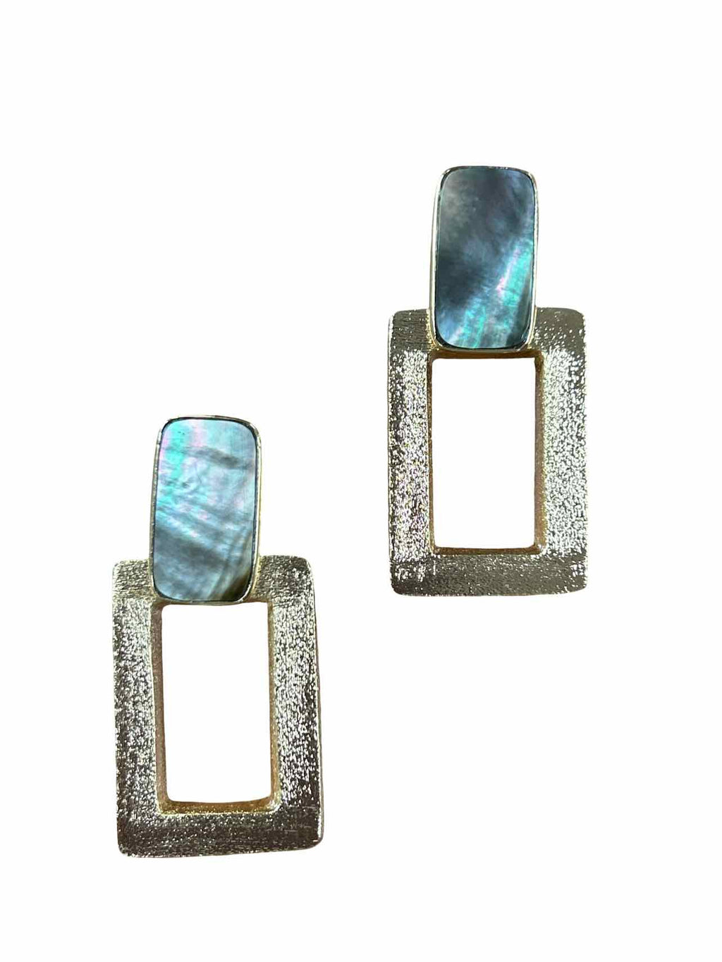 CRISTINA SABATINI ABALONE RECTANGULAR GOLD PLATED EARRINGS