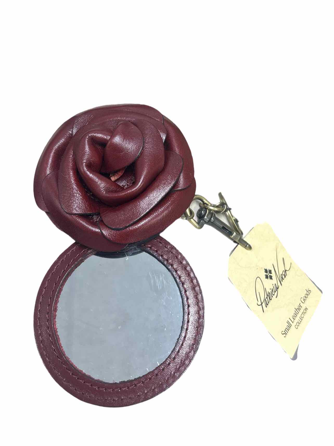 PATRICIA NASH  NWT LEATHER ROSE MIRROR BAG CHARM OXBLOOD