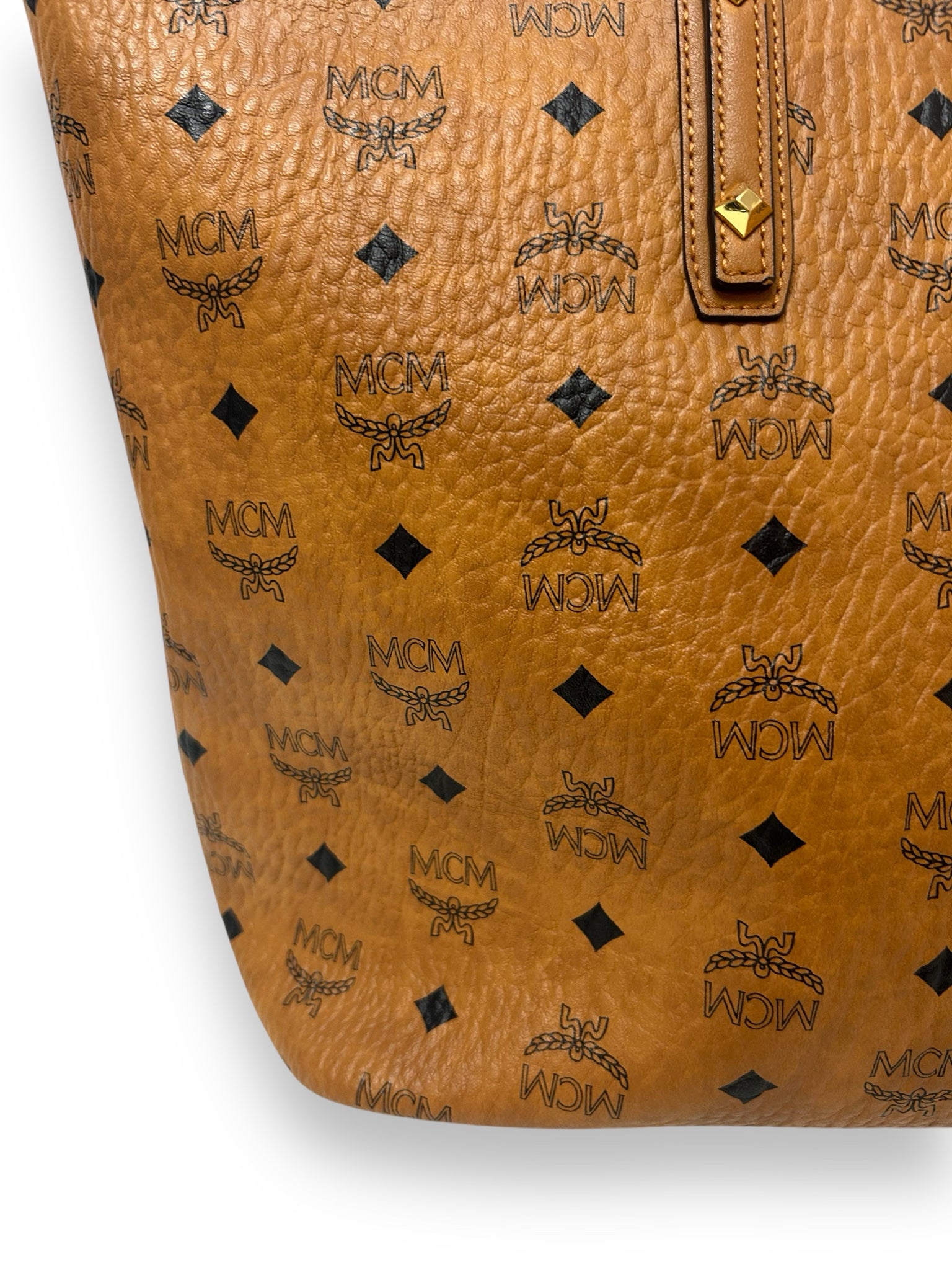 MCM ANYA MEDIUM ZIP TOP TOTE BROWN LEATHER LARGE