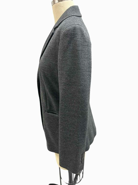 THEORY  CLASSIC SHRUNKEN HOUNDSTOOTH JERSEY BLAZER SIZE: 8