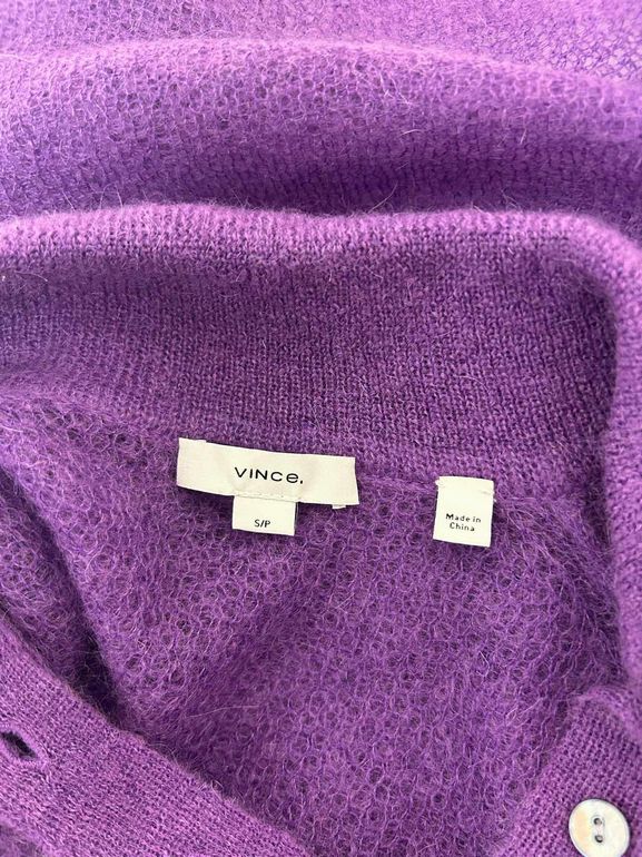 VINCE  BRUSHED POLO SWEATER SIZE: S