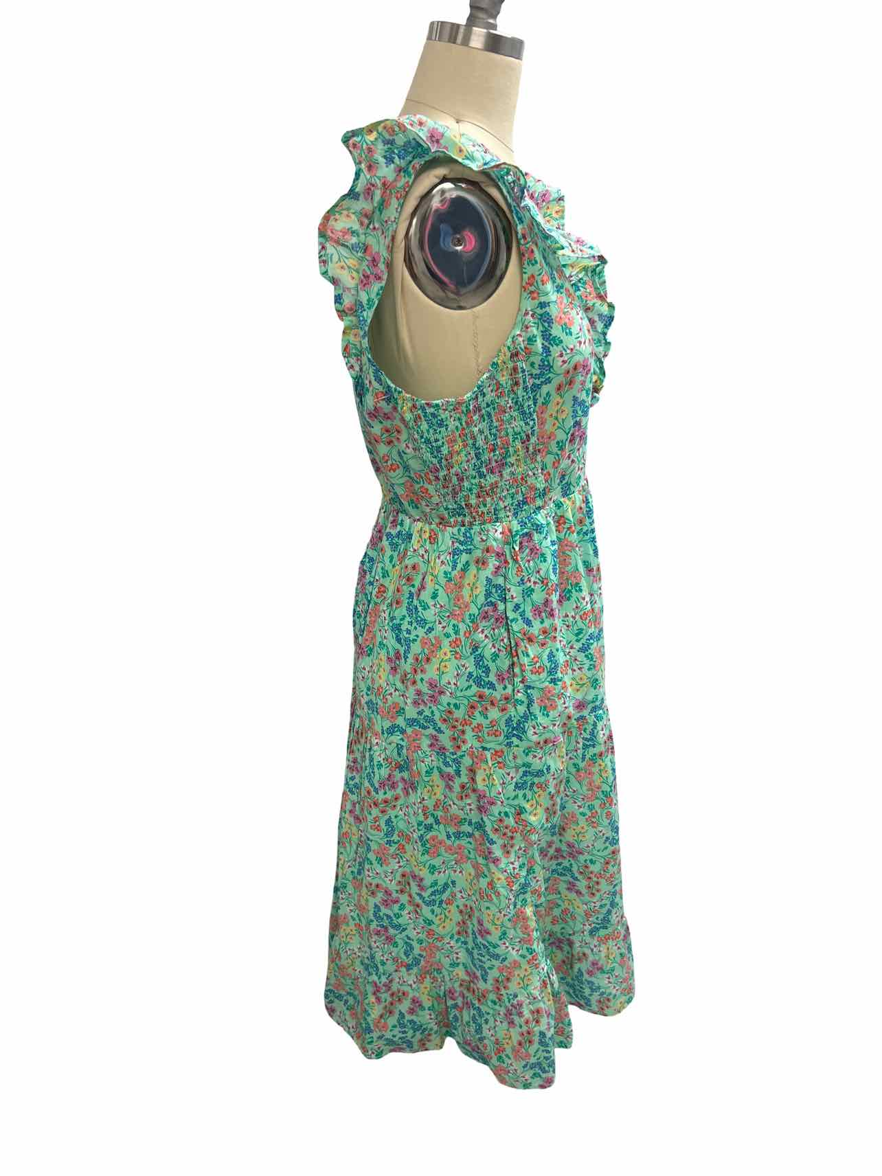 JCREW RUFFLE V-NECK TIERED MAXI DRESS SIZE: 8