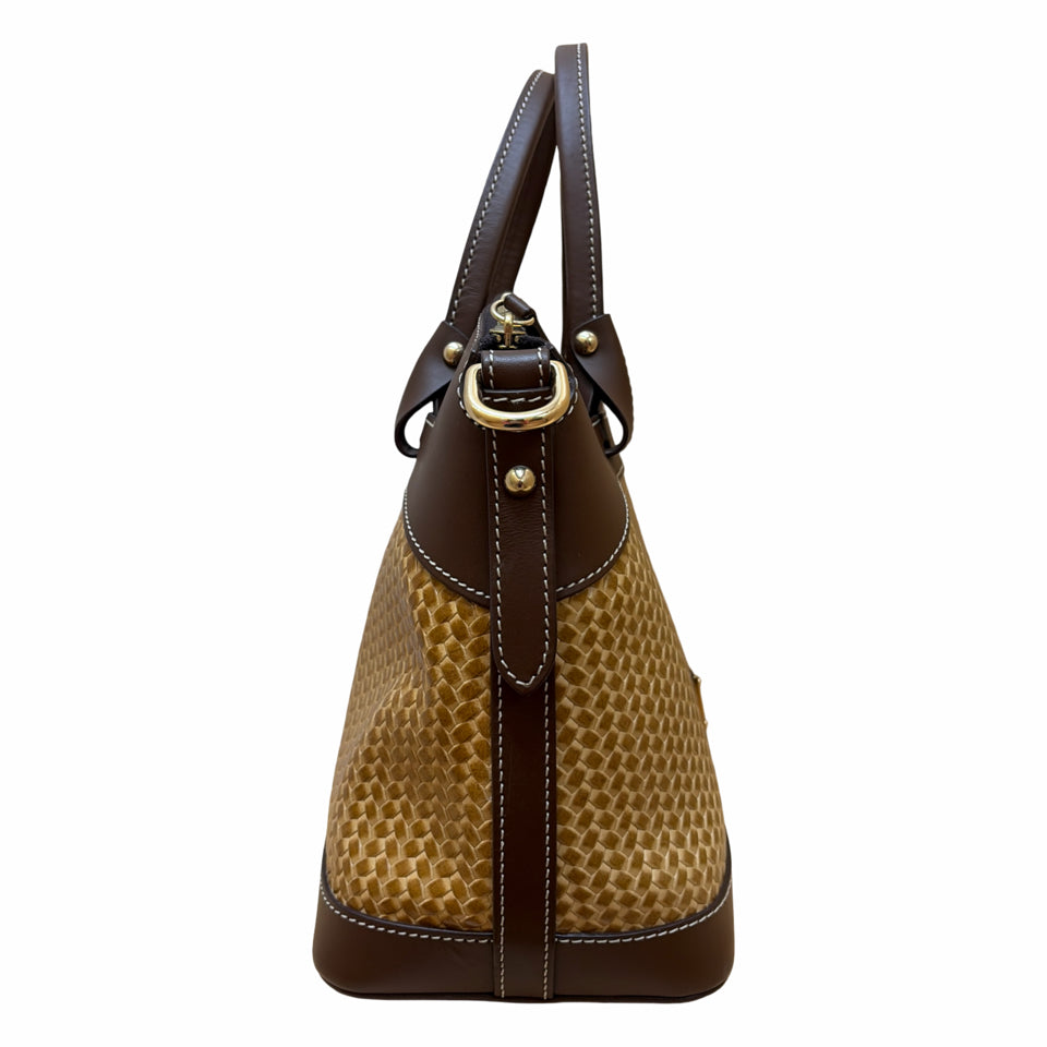 DOONEY & BOURKE WOVEN LEATHER BEACON CROSSBODY SATCHEL