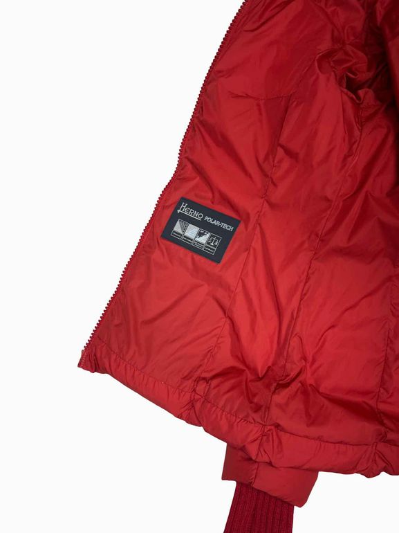HERNO RED POLYTECH DOWN PUFFER COAT SIZE: XS