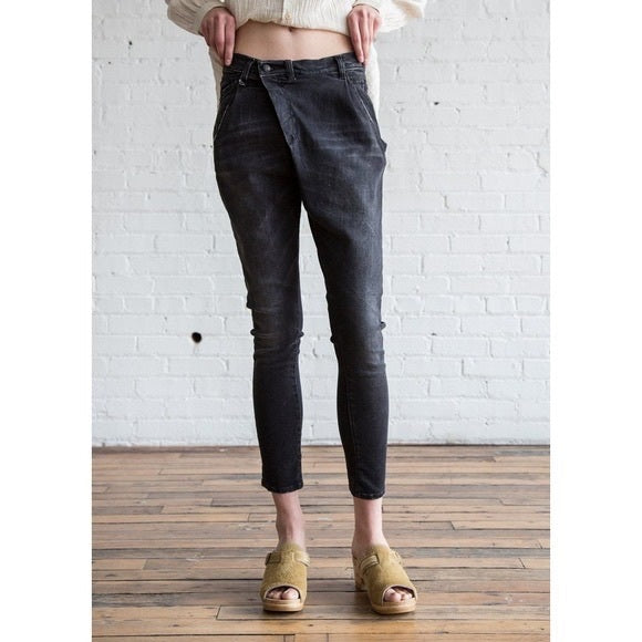 R13 X-OVER SKINNY LEG BLACK JEANS SIZE 24