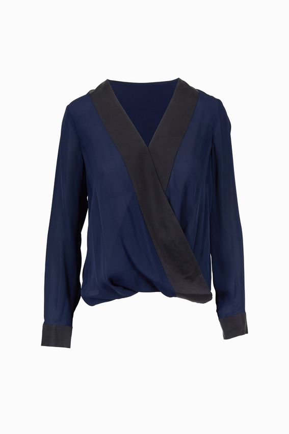 L'AGENCE KAYLA DRAPED SILK BLOUSE SIZE: M