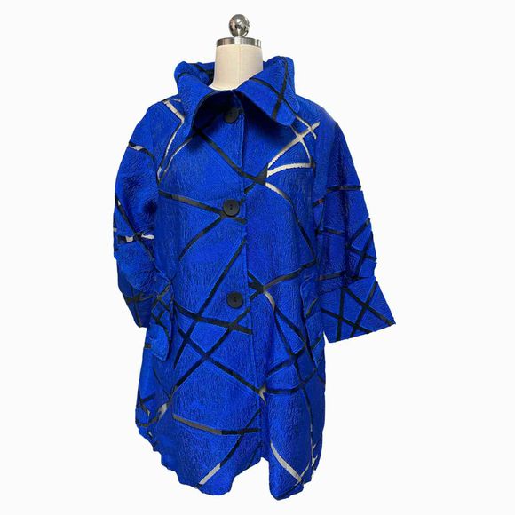 DAMEE INC. NWT! TEXTURED MESH DETAIL SWING ROYAL BLUE JACKET SIZE M