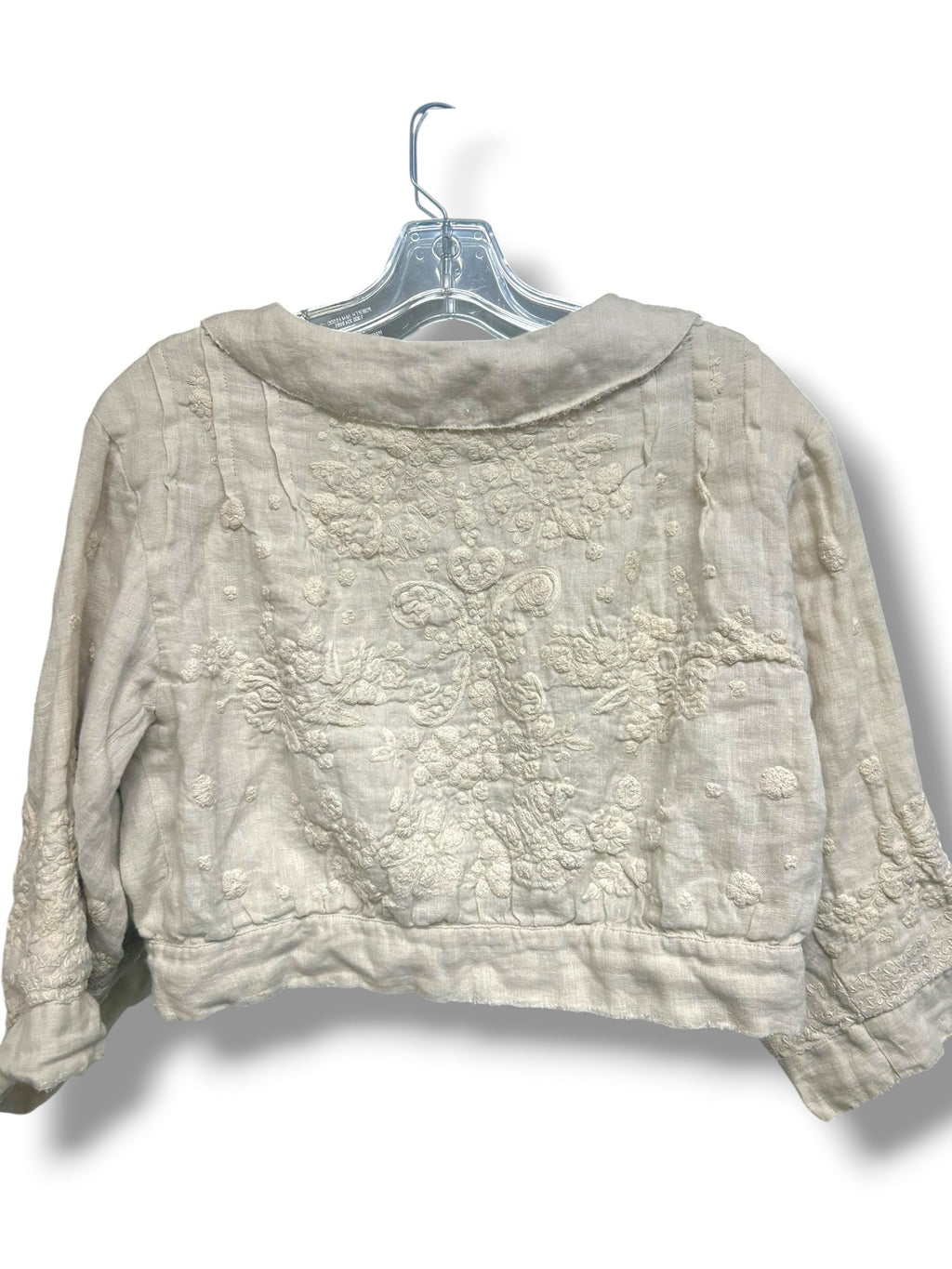 MAGNOLIA PEARL CREAM LINEN CROP BEYA EMBROIDERED JACKET ONE SIZE