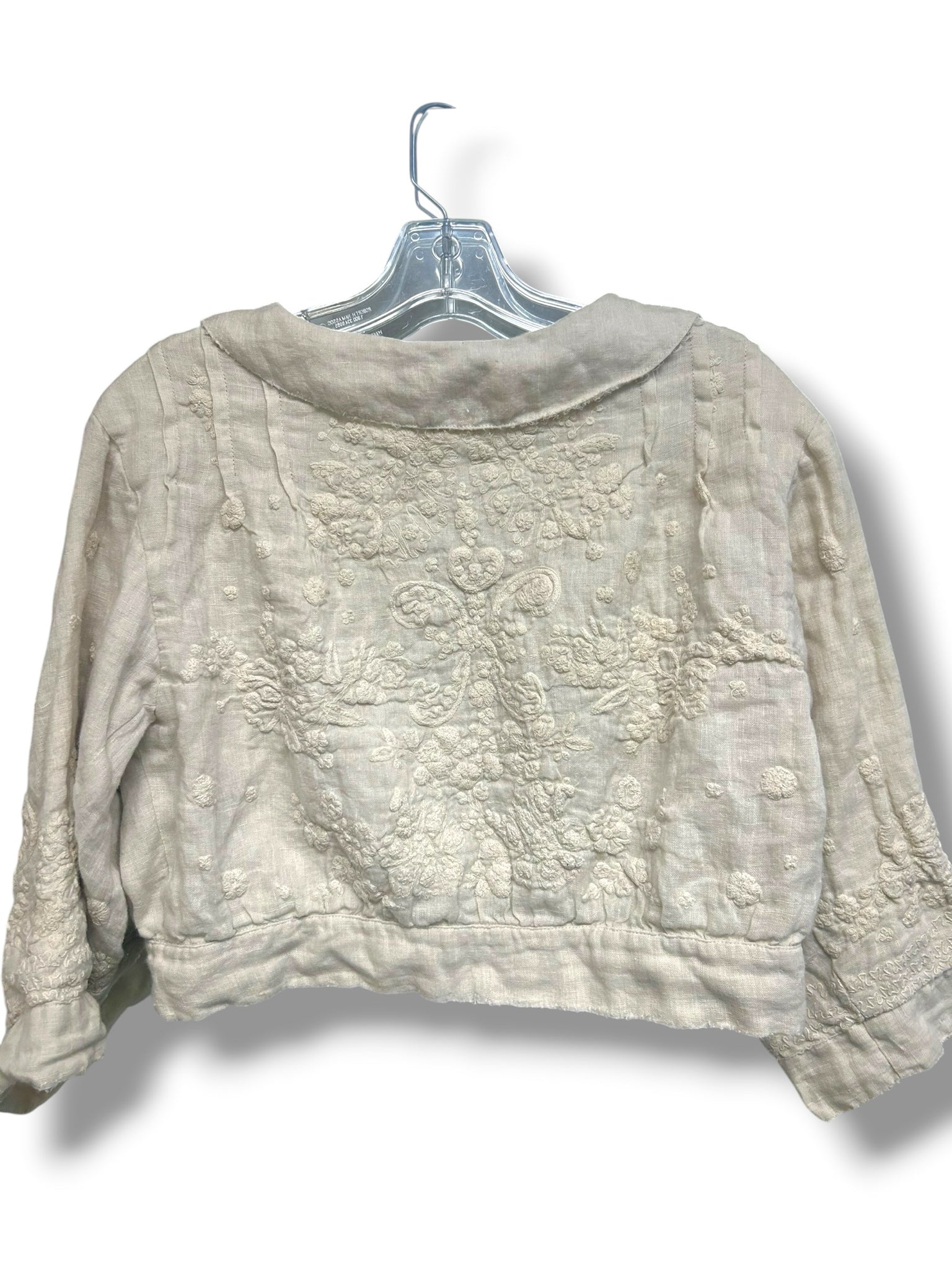 MAGNOLIA PEARL CREAM LINEN CROP BEYA EMBROIDERED JACKET ONE SIZE