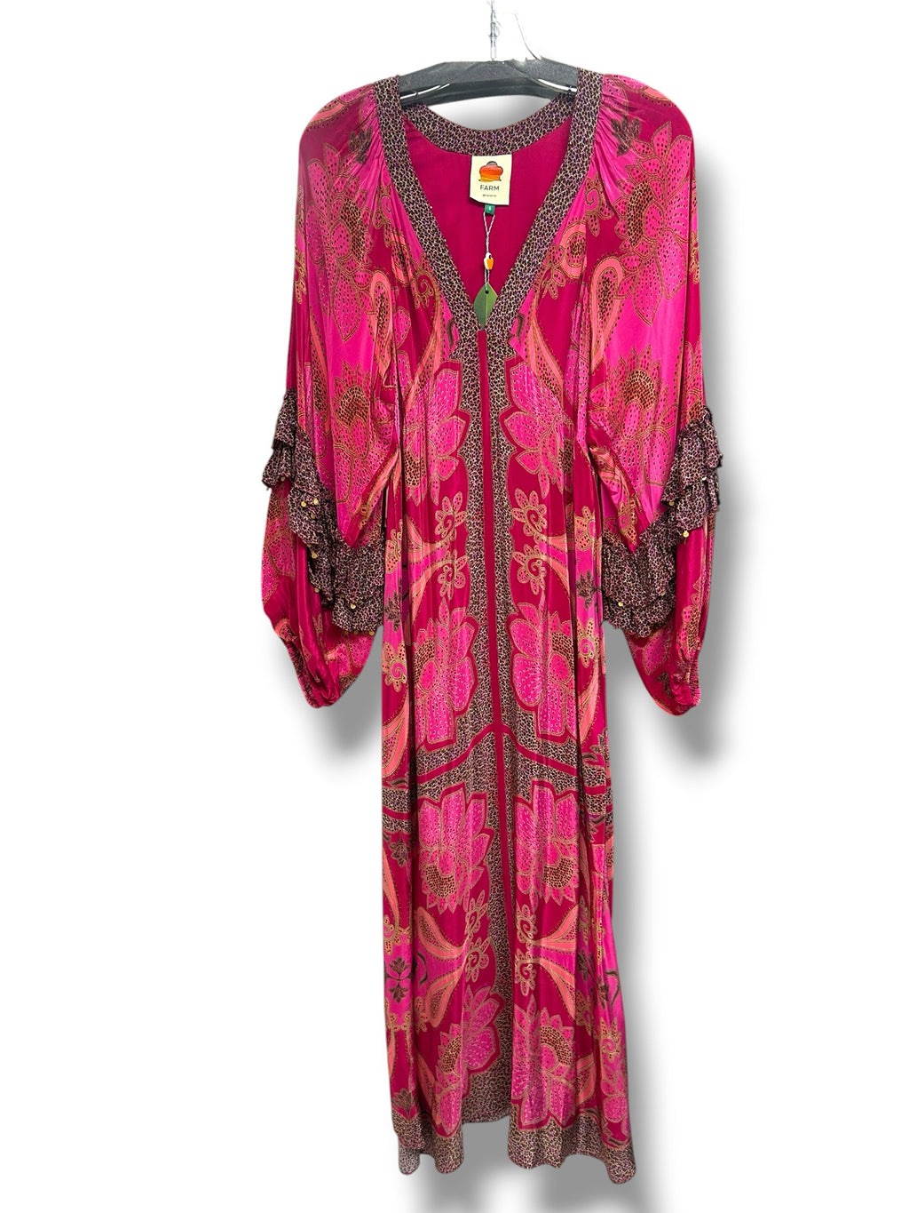 NWT ANTHRO FARM RIO FLORAL GLAM SCARF MAXI DRESS PINK SIZE SMALL