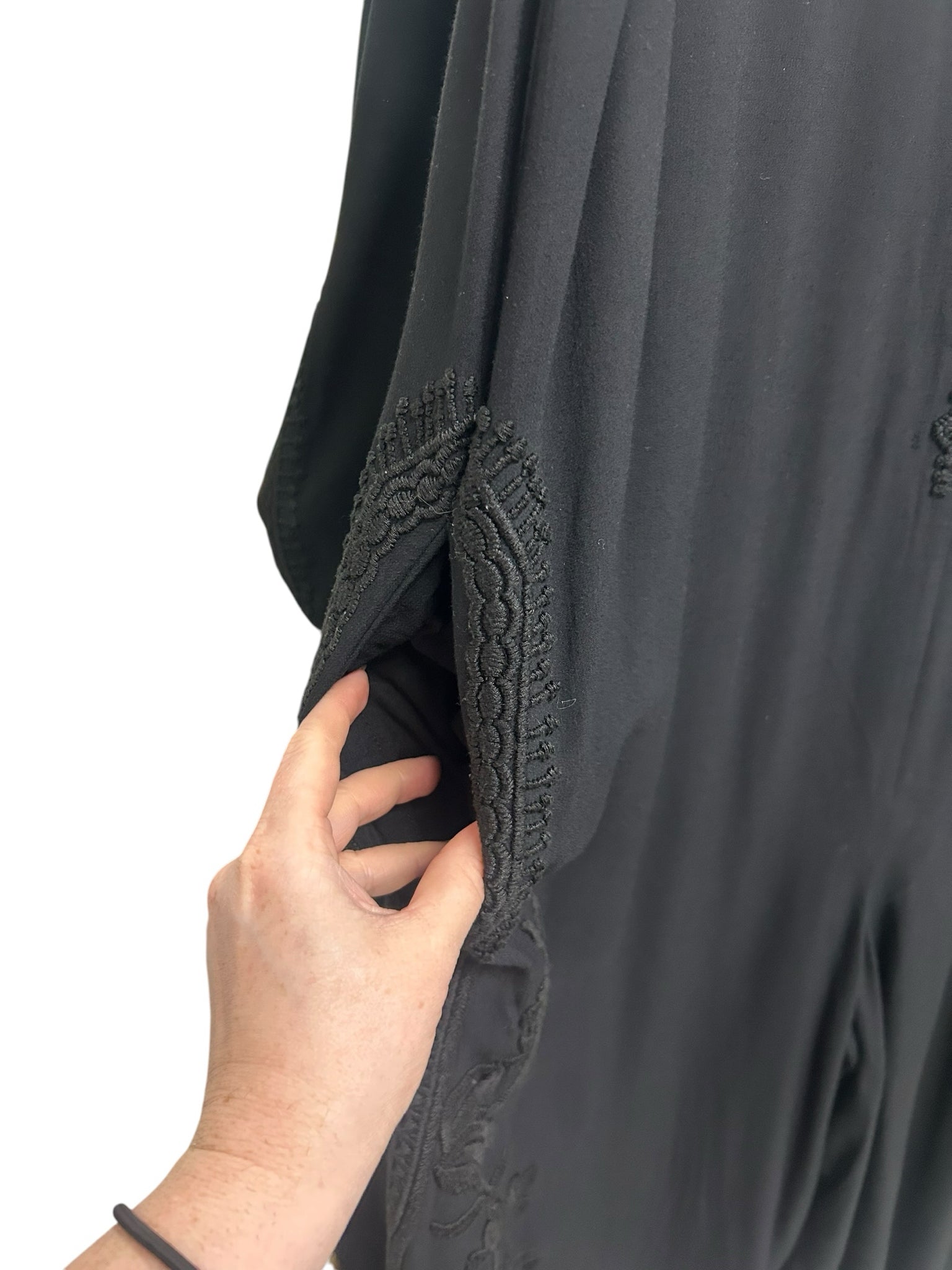 JOHNNY WAS HYTHE EMBROIDERED WIDE LEG BLACK JUMPSUIT SIZE LARGE PETITE